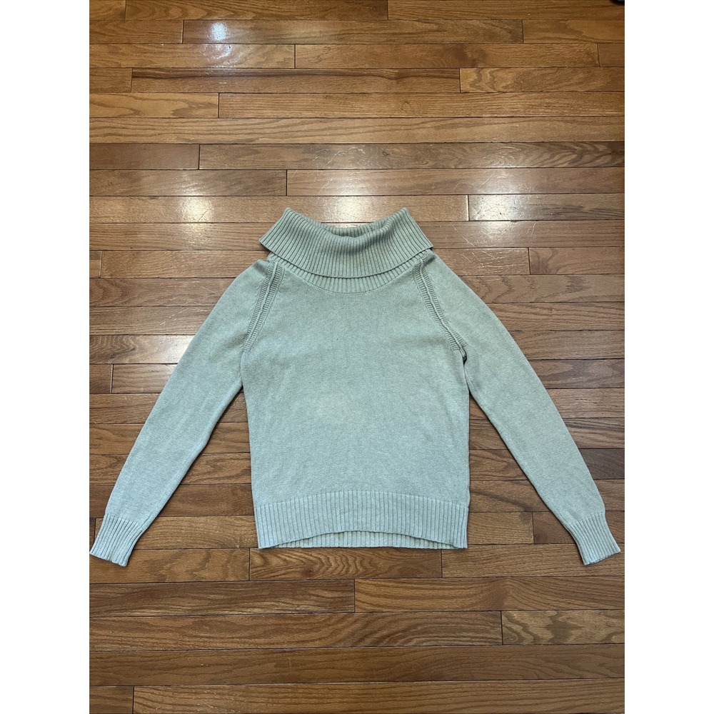 Jeanne Pierre Womens Small Sage Green Turtleneck Sweater 100% Cotton